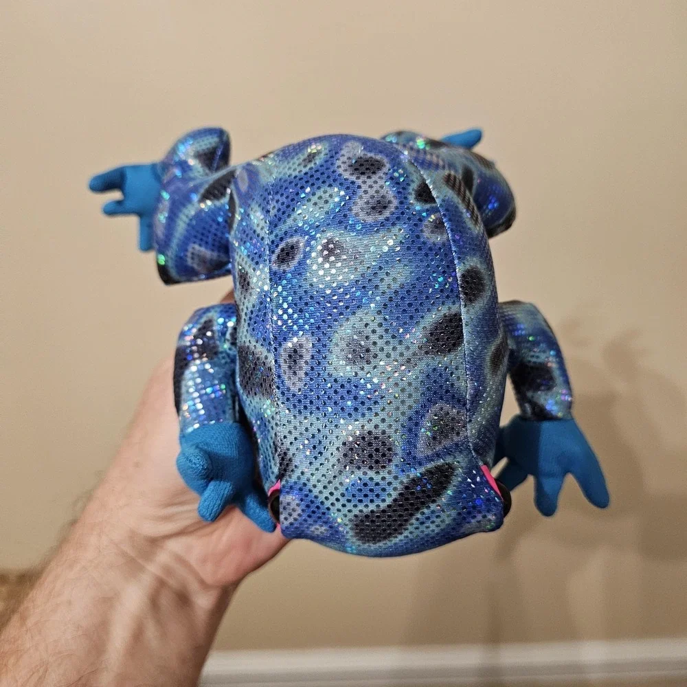 Frog‎ Plush Stuffed Animal Toy Small Blue Sparkle Glitter Sequin Soft Cute Decor